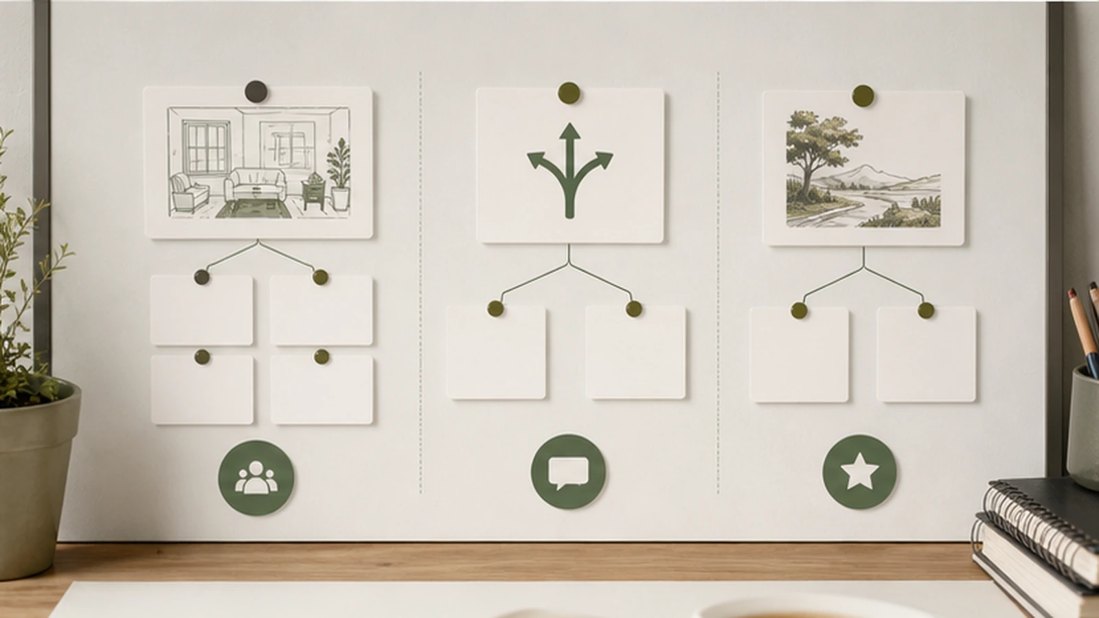 Visual novel vertical slice planning board