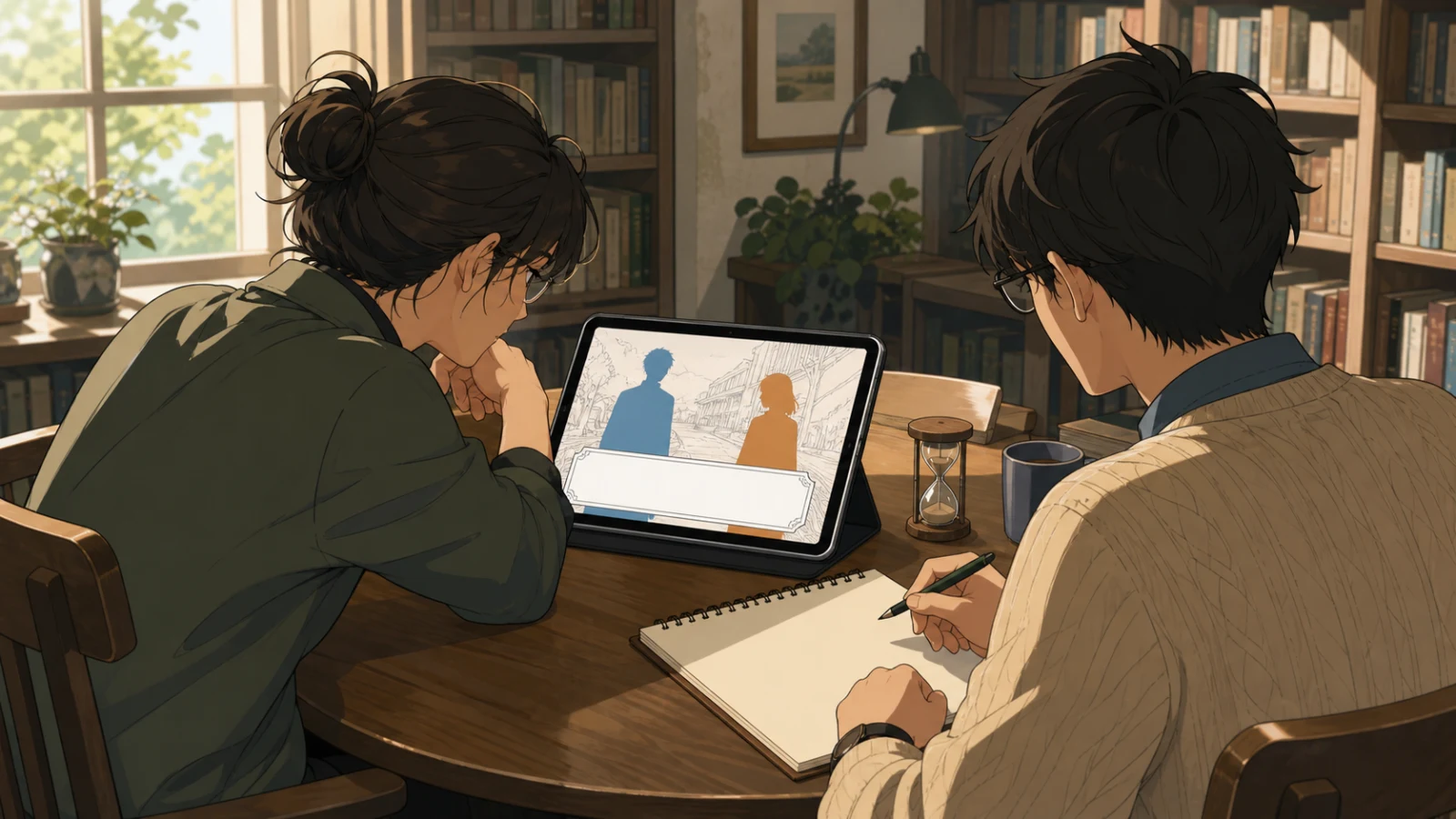 A reader tests a rough adapted scene made with placeholder art