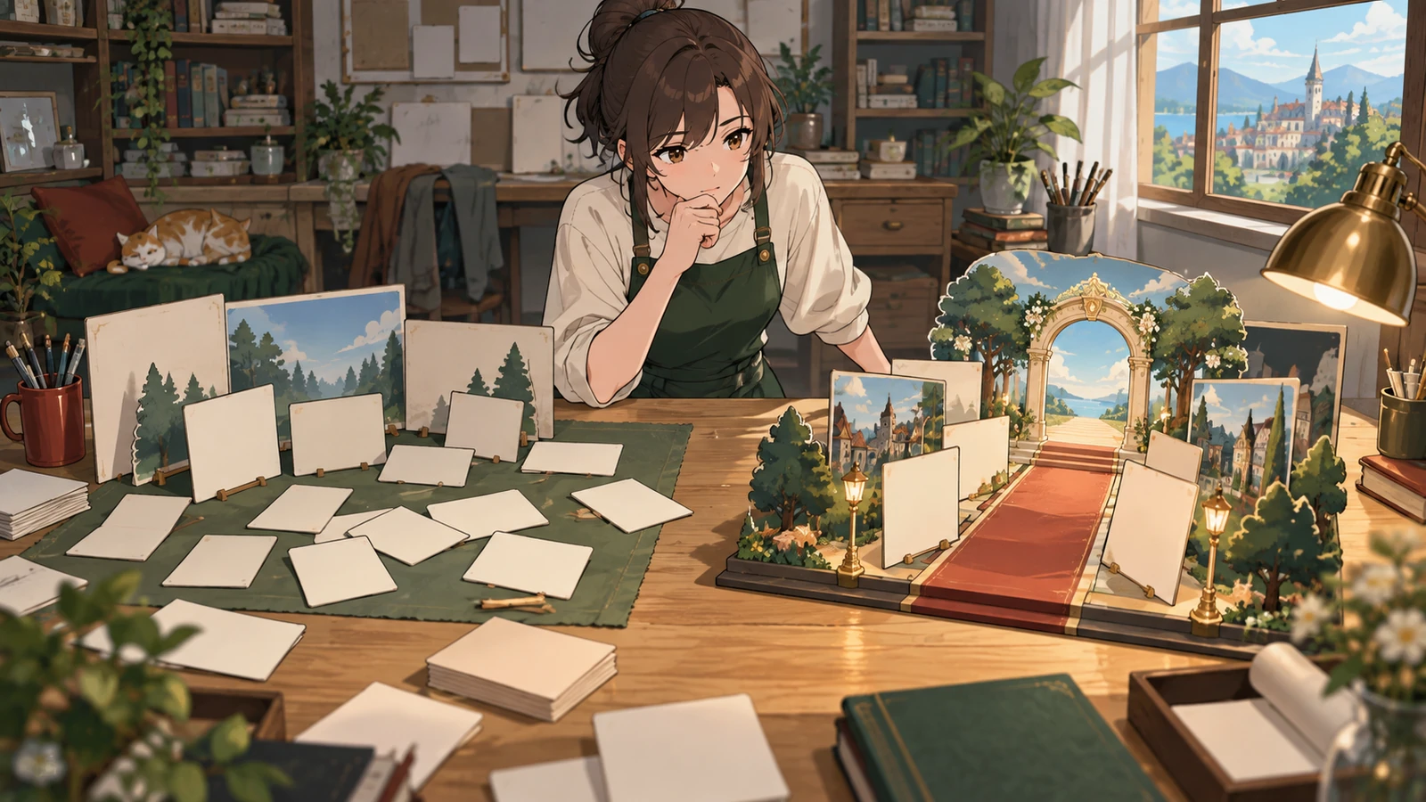 A creator compares a rough opening with an assembled complete story stage
