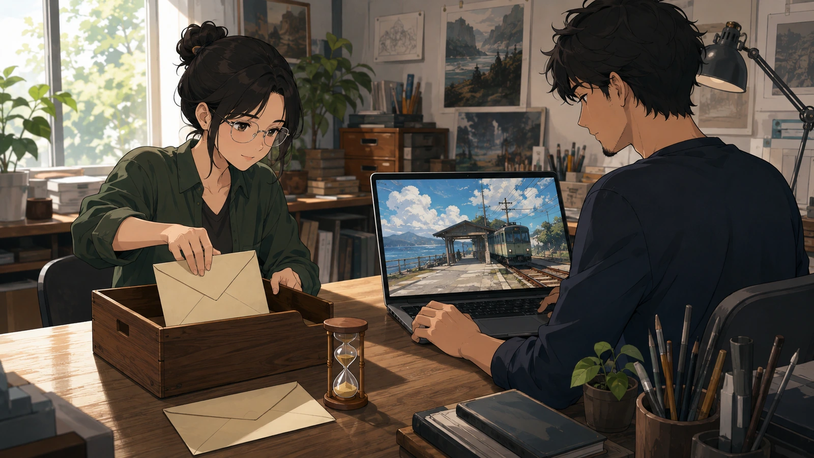 Two creators prepare a review handoff separately from a playable build