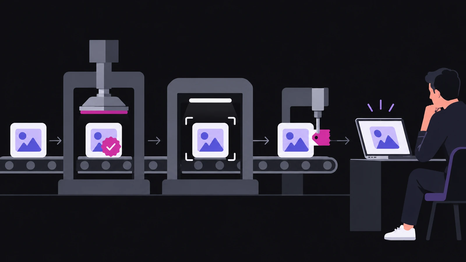 A release path through signing, inspection, ticket attachment, and a fresh-device test