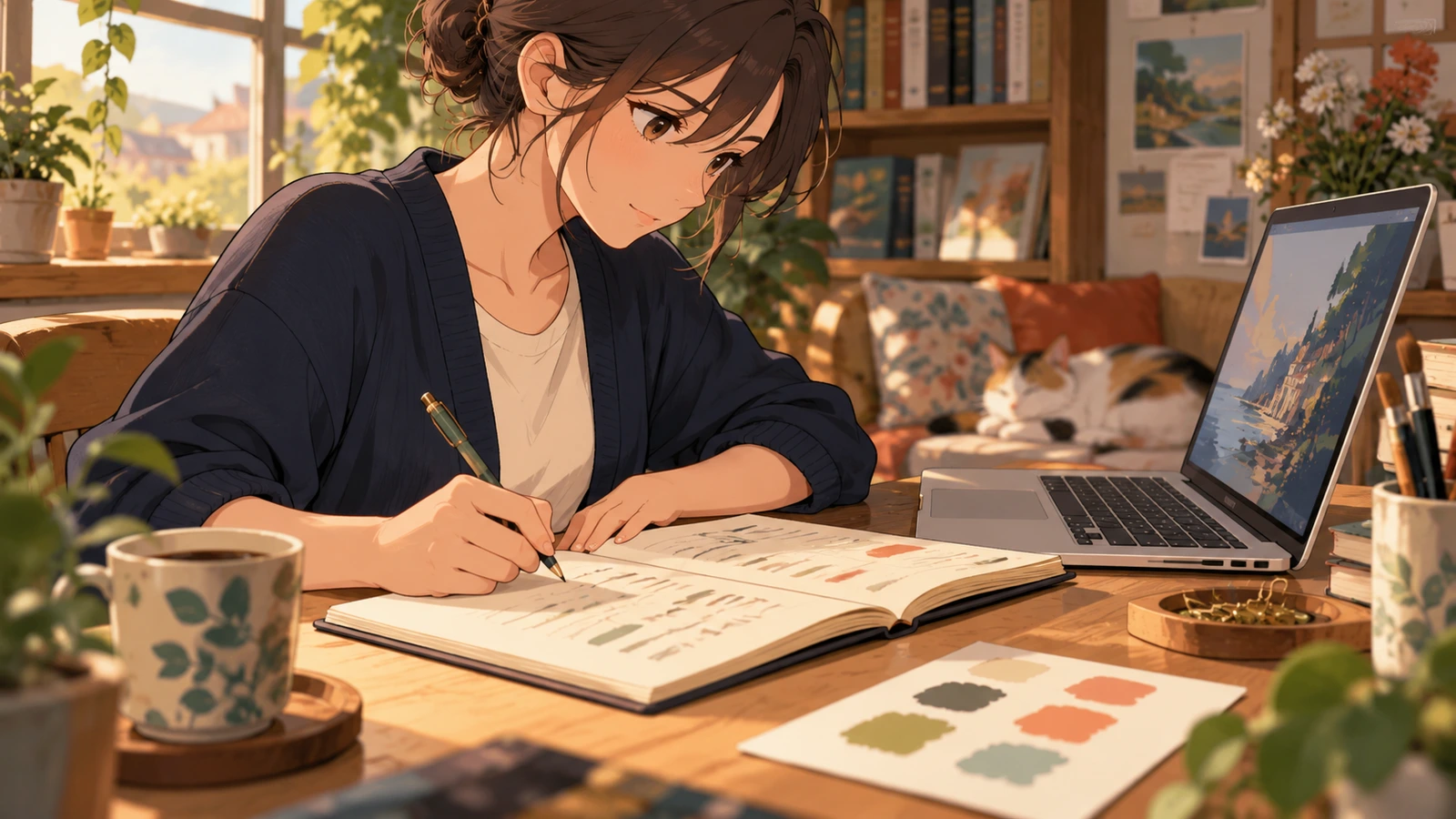 A creator preserving visible revisions in a separate notebook
