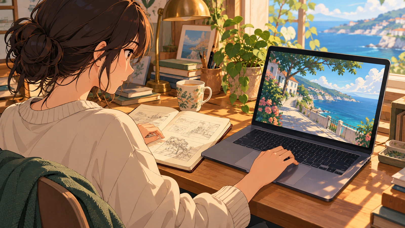 A creator comparing a reopened project with a preserved draft
