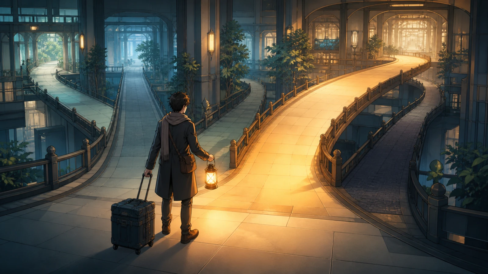 Choosing one path among several at a lit junction