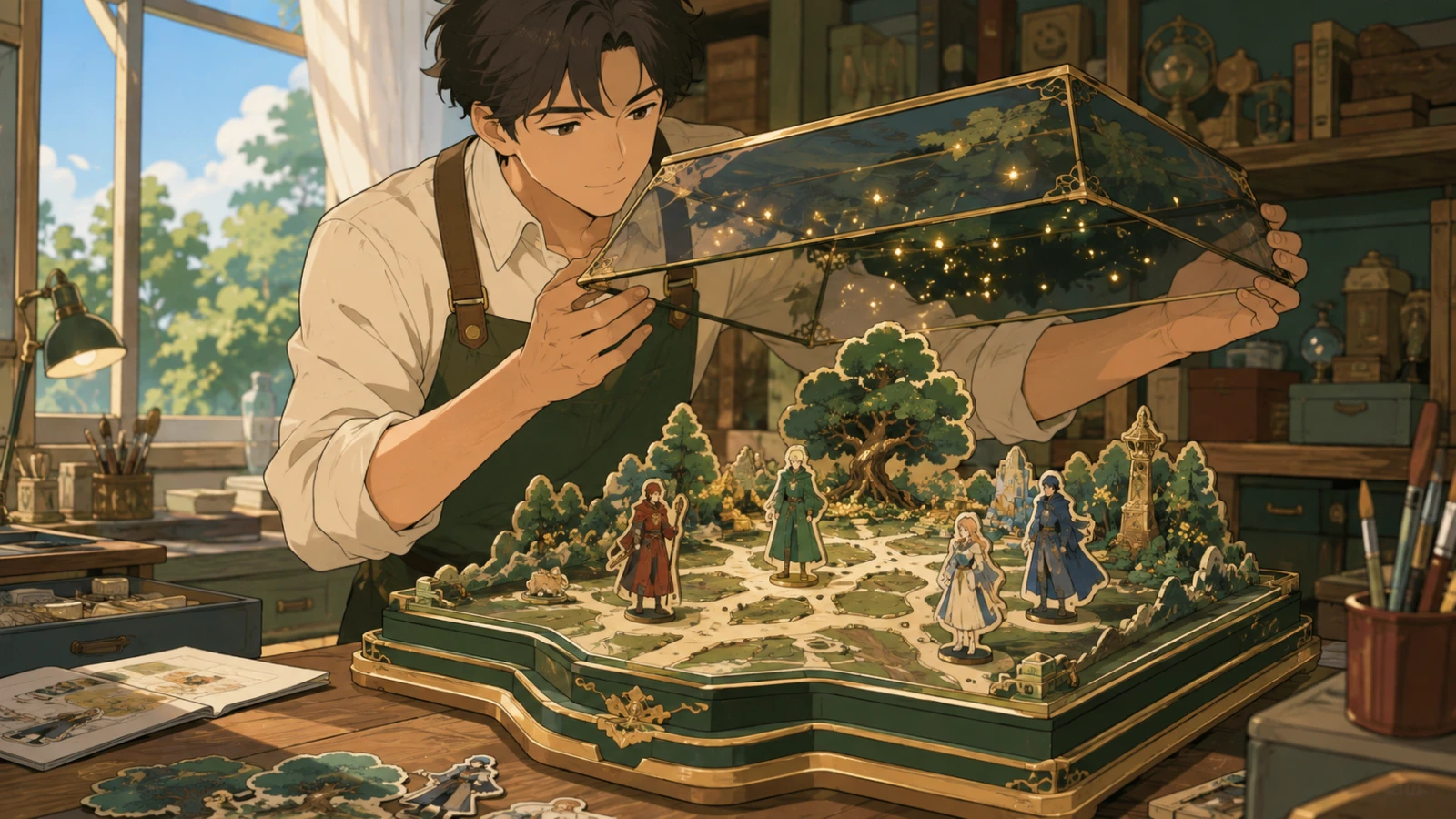 A removable effects layer above a complete tabletop story