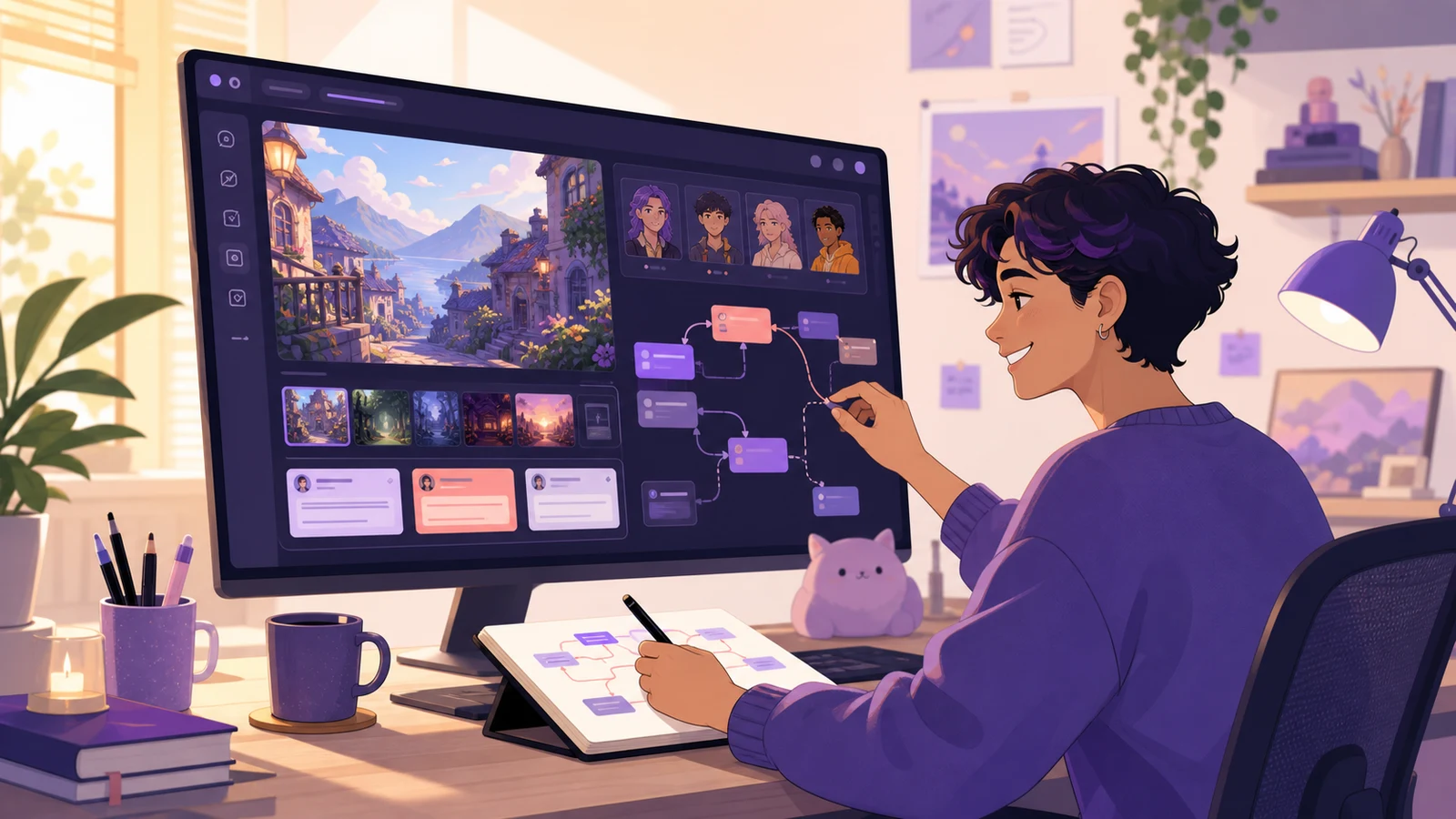 A creator happily continuing to edit a finished work