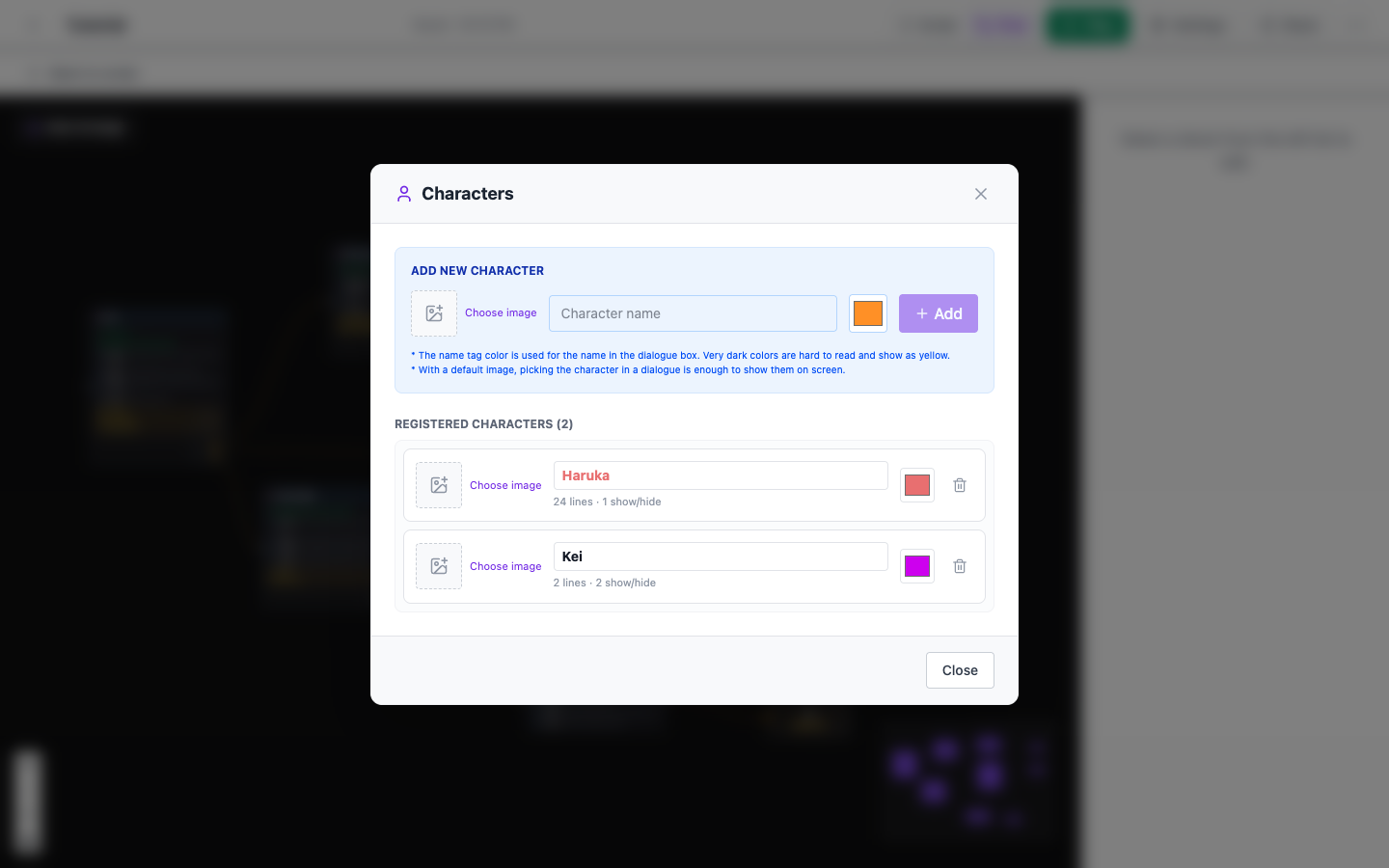 Flow view: chapter nodes and choice arrows