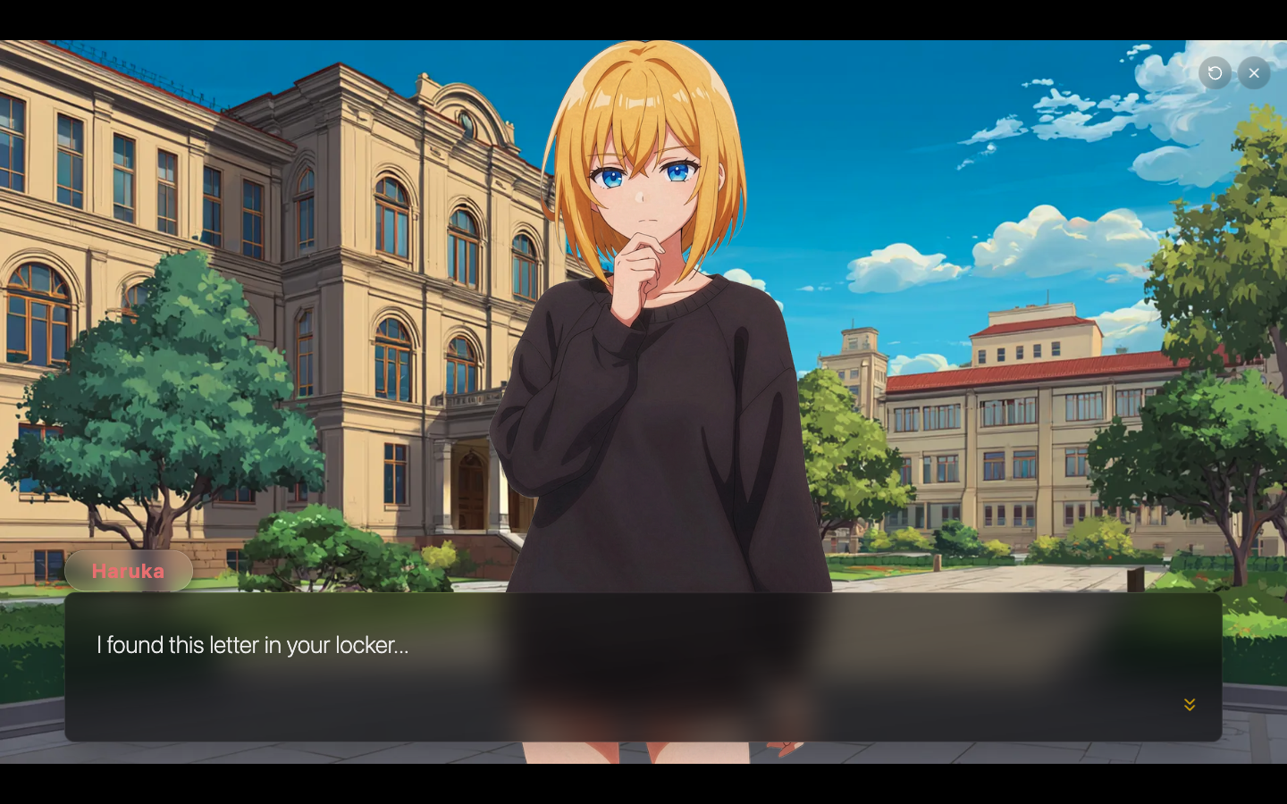 The dialogue box on the play screen